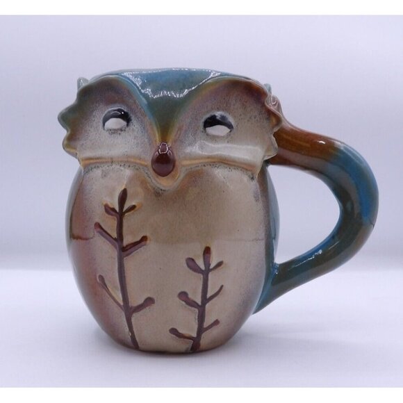 Coffee Mug, Ceramic, Gibson Glazed Stoneware Fox Shaped Blue Made in China 16 oz - Picture 1 of 3